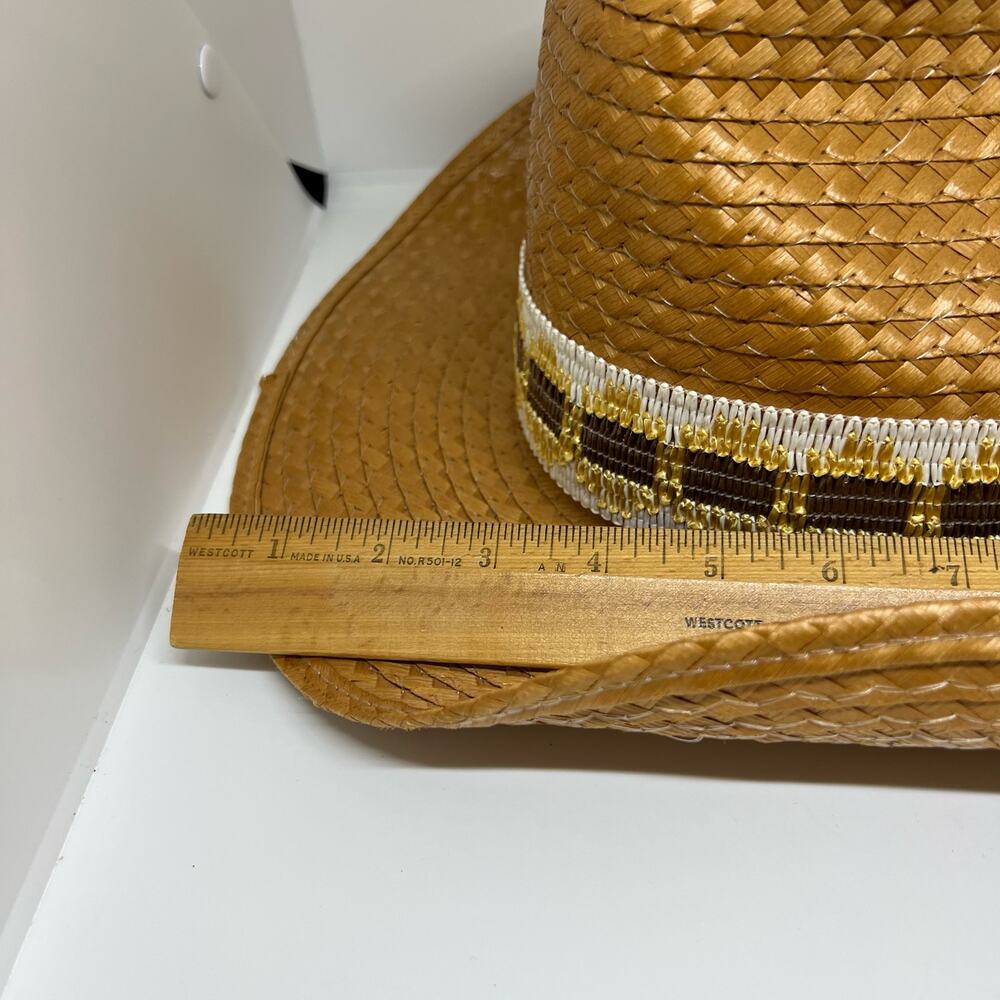Vintage Rockmount straw side band cowboy hat size 7 1/8 EUC - Picture 7 of 10